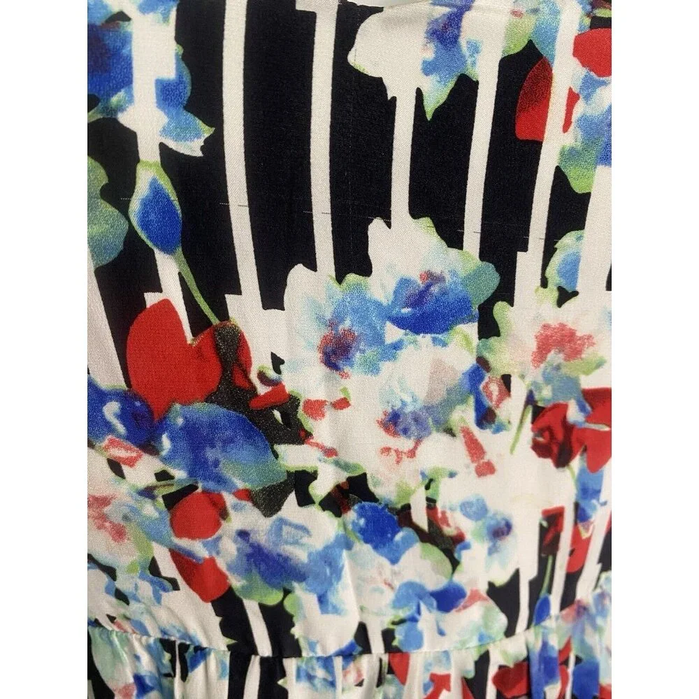 Parker Womens Silky Floral‎ Print Maxi Dress White Multi Size Extra Small EUC